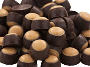 mini dark chocolate peanut butter buckeyes